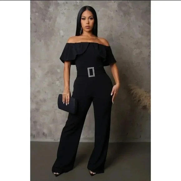 Valentina Jumpsuit - Black Comfort Fit Garment Spandex - Picture 1 of 2